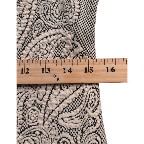 J. McLaughlin Black Gray Checked Dress Paisley Inset Stretch Midi Size Medium - Picture 7 of 9